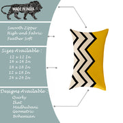Yellow & Black Geometrical Printed Canvas Cotton Rectangular Cushion Covers, Set of 2